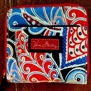 Vera Bradley Red and Blue Paisley Zip Wallet